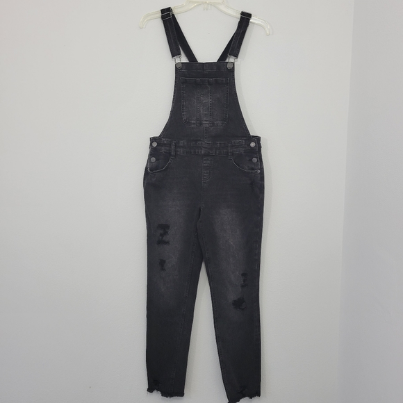 Justice Other - Justice Distressed Black Denim Overalls Girls 18